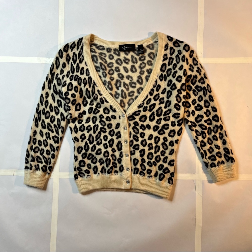 Cheetah Print Cashmere Cardigan Diamanté Buttons